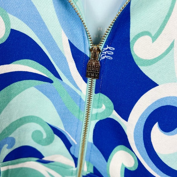 NWT Hill House The Allie Zip-Up in Ocean Kaleidoscope Sz S Hippie 70s Colorful - Picture 5 of 16
